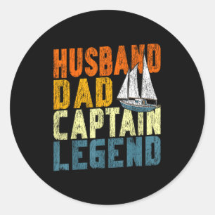 Sticker Rond Voilier à voile rétro vintage mari papa capitaine