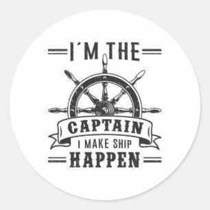 Sticker Rond Voilier Bateau Capitaine Voilier Drôle Idée cadeau