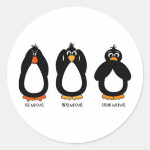Sticker Rond Voir Aucun Mal, N'Entendre Aucun Mal, Ne Parler Pa