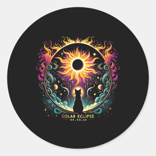Sticker Rond Voir l'ensemble Avril 8 2024 Solar Eclipse Amoureu (Devant)