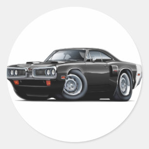 Sticker Rond Voiture 1970 Noir-Blanche de Coronet droite
