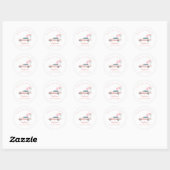 Sticker Rond Voiture Bleue vintage En Baby shower (Feuille)
