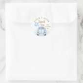 Sticker Rond Voiture Boy Baby shower Merci Blue Gold (Sac)