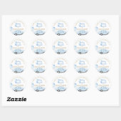 Sticker Rond Voiture Boy Baby shower Merci Blue Gold (Feuille)