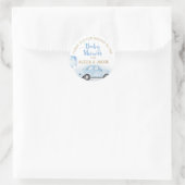 Sticker Rond Voiture Boy Baby shower Merci Blue Gold (Sac)