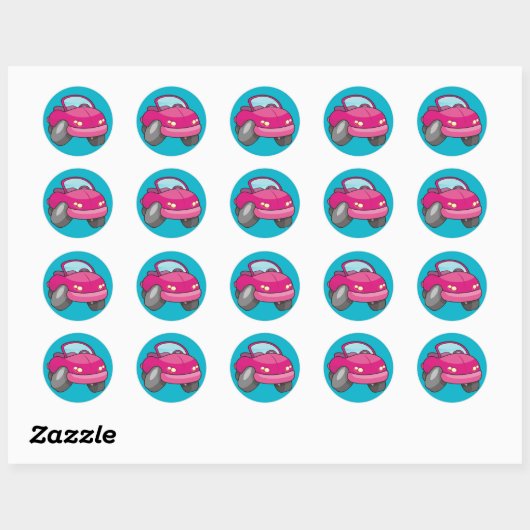 Sticker Rond Voiture Carton Rose (Feuille)
