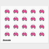 Sticker Rond Voiture Carton Rose (Feuille)