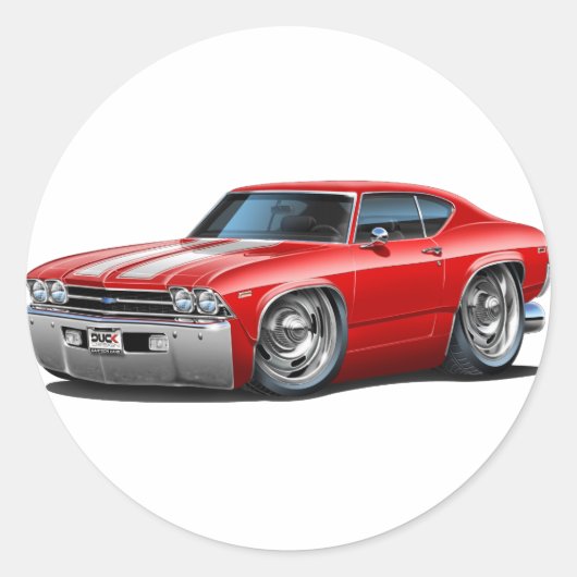 Sticker Rond Voiture Chevelle rouge-blanc 1969 (Devant)