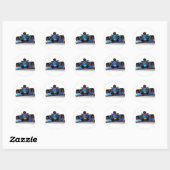 Sticker Rond Voiture de course bleue (Feuille)