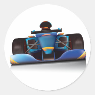 Sticker Rond Voiture de course bleue