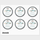 Sticker Rond Voiture de course bleue moderne Anniversaire (Feuille)