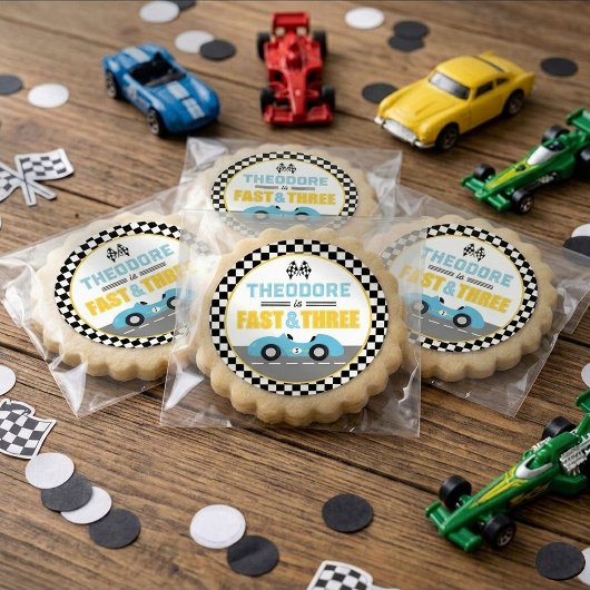 Sticker Rond Voiture de course Fast & Three Faveur de fête d'an