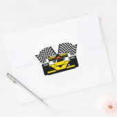STICKER ROND VOITURE DE COURSE JAUNE (Enveloppe)