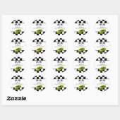 Sticker Rond Voiture de course jaune | Parti Anniversaire de en (Feuille)