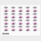 Sticker Rond Voiture de course rose | Parti Anniversaire de enf (Feuille)