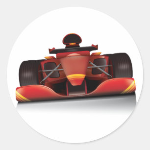 Sticker Rond Voiture de course rouge