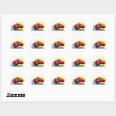 Sticker Rond Voiture de dessin (Feuille)