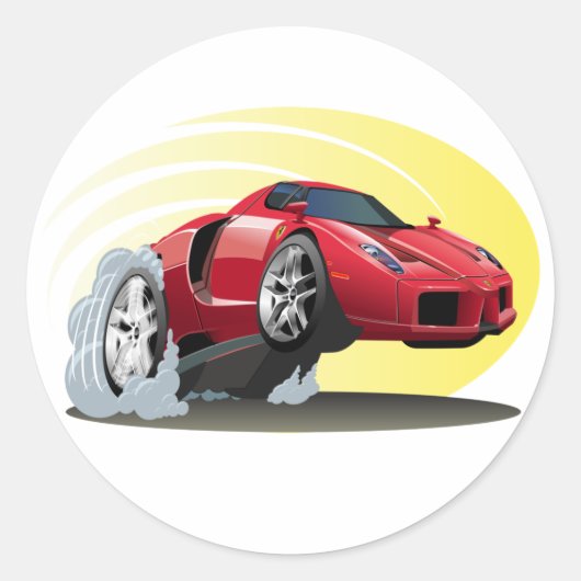 Sticker Rond Voiture de dessin (Devant)