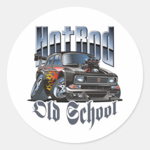 Sticker Rond Voiture de dessin