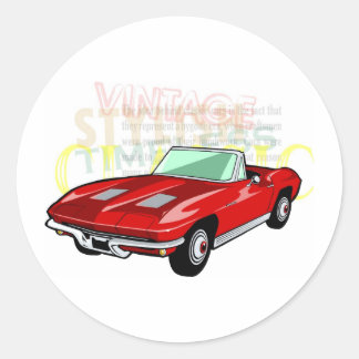 Sticker Rond Voiture de sport Red Corvette Stingray ou Sting Ra