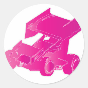 Sticker Rond Voiture de sprint à ailes par rose
