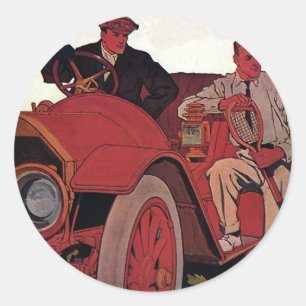 Sticker Rond Voiture décapotable ancienne hommes de transport v