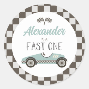 Sticker Rond Voiture Fast One bleue Race Anniversaire