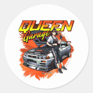 Sticker Rond Voiture mécanique à dérive Anime - Garage Queen Ar