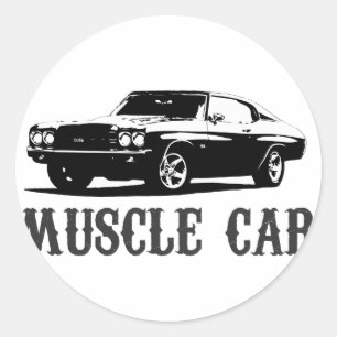 Sticker Rond Voiture musculaire vintage