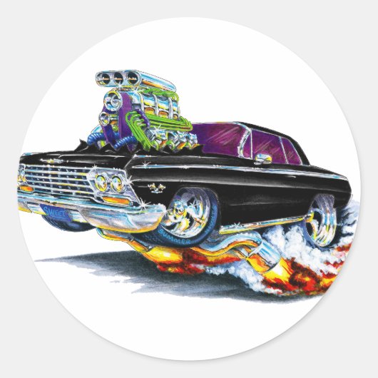 Sticker Rond Voiture Noire Impala 1962-63 (Devant)