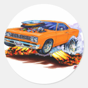 Sticker Rond Voiture orange Roadrunner 1968-69