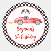 Sticker Rond Voiture Rouge moderne Anniversaire (Devant)