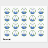 Sticker Rond Voiture verte et bleue Premier anniversaire (Feuille)