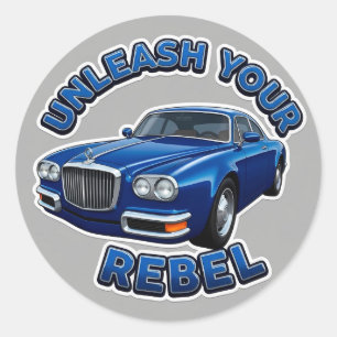 Sticker Rond Voiture Vintage Bleue