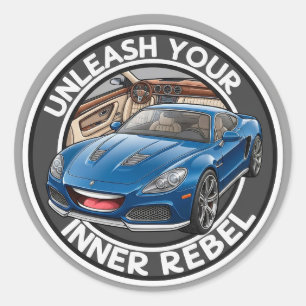 Sticker Rond Voiture Vintage Bleue