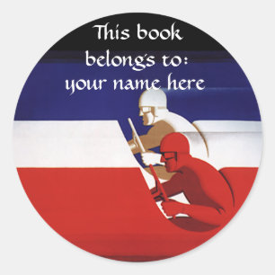 Sticker Rond Voitures de course vintages, Patriotic Racers Plaq