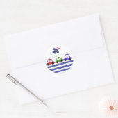 Sticker Rond Voitures et un avion (Enveloppe)