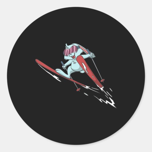 Sticker Rond Vol à ski de lapin (Devant)