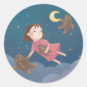 Sticker Rond Vol avec pain d'épices Cookies Dream