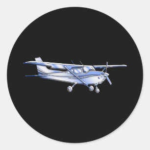Sticker Rond Vol classique de silhouette de Cessna d'avions sur