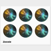 Sticker Rond Vol de libellule verte lumineuse (Feuille)