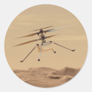 Sticker Rond Vol d'hélicoptère Mars Ingéniity