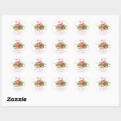 STICKER ROND VOL DOVE AVEC ROSE ROSE ROSE ENREGISTRER LA DATE M (Feuille)