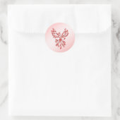 Sticker Rond Vol d'un Phoenix rouge sur rose (Sac)