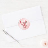 Sticker Rond Vol d'un Phoenix rouge sur rose (Enveloppe)