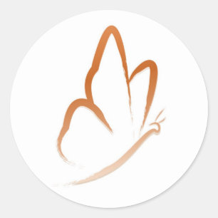 Sticker Rond Vol papillon (orange et simple)