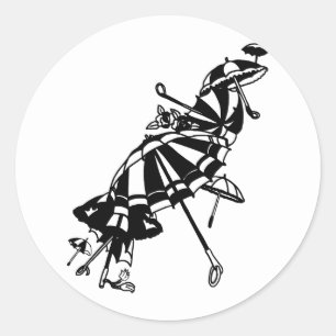 Sticker Rond vol Parasols parapluies Illustration de l'art de l