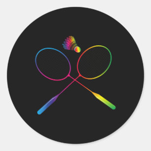 Sticker Rond Volant de badminton Coloré Avec Raquette De Navett