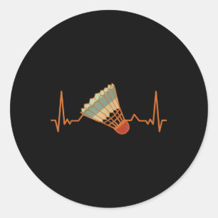 Sticker Rond Volant de badminton Court Jeu Sport Heartbeat Badm