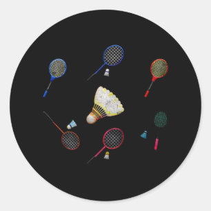 Sticker Rond Volant de badminton de jumelage de famille sportiv